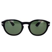 Vintage Runde Solbriller Sort Grøn