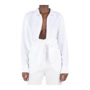 Hvid Asymmetrisk Skjorte med Knude Detalje