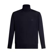 Navy Blue Uld Sweater Pegaso Motif