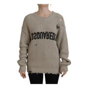 Beige Strikket Pullover Sweater