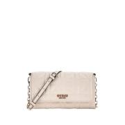 Beige Skuldertaske med Gyldne Detaljer