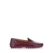 Bordeaux Croco Print Moccasin Flade Sko