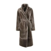 Taupe Shearling Vinterfrakke