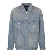 Blå Denim Logo Print Blazer