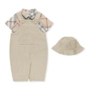 Spædbarns bomulds sæt med corduroy jumpsuit
