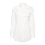 Asymmetrisk Knappet Hvid Bomuldsskjorte