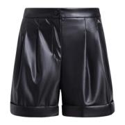 Faux Leather Shorts med Pinces