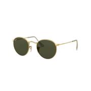 Runde Metal Solbriller i Guld/Grøn