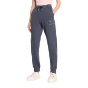 Højtaljede elastiske bukser grå