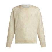 Brun Paisley Crew-Neck Uld Sweater