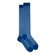 Prussian Blue Twin-Rib Cotton Socks