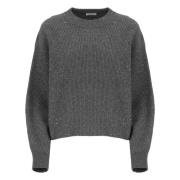 Paillet Rund Hals Uld Sweater