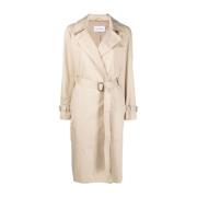 Beige Bomuld Trenchcoat til Kvinder