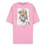 Teddy Bear Crew Neck T-shirts Pink