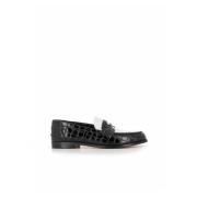 Hvide Krokodille Print Loafers