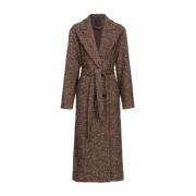 Herringbone Double-Breasted Coat Camel