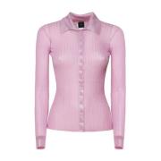 Pink Langærmet Skjorte med Knapper