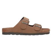 Herres Brune Nubuck Slide Sandaler med Tykke Stropper ER00115491