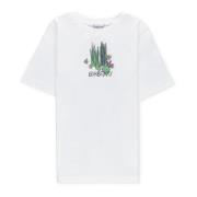 Piger Hvid Bomulds T-shirt med Print