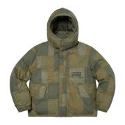 Patchwork Puffy Jacket Olive Begrænset Oplag