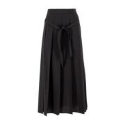 Elegant High-Waisted Wool Midi Skirt