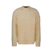 Strikket Crewneck Oversize Sweater i Beige