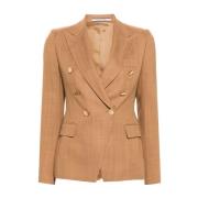 Brun Dobbeltbrystet Blazer