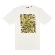 T-shirt med zebra-camo optisk logo print