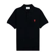 Sort Polo Shirt med Rødt Logo