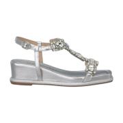 Glitter wedge sandaler med rhinestone stropper