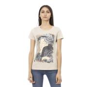 Casual Beige Bomuld Blandings T-shirt