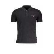 Sort broderet poloshirt