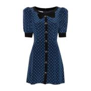 Navy Polka Dot Silkekjole