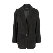 Grå Suede Blazer Jakke