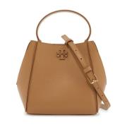 Grained Leather Bucket Bag med Double T