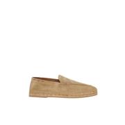 Sand Ruskind Loafers med Jute Snøring