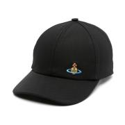 Sort Baseball Hat med Logo Broderi