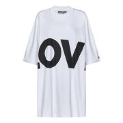 Hvid LOVE Print T-shirt Kjole