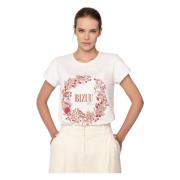 Blomstret broderet kortærmet T-shirt ALVA