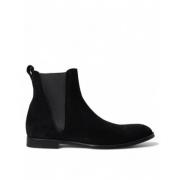 Luksuriøse Sorte Velvet Mid-Calf Støvler