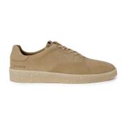 Beige Læder Sneakers med Snørebånd