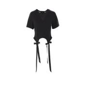 Sort Cropped T-shirt med Asymmetrisk Kjole