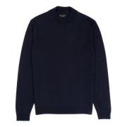 Navy Merino Wool Mockneck Sweater