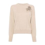 Kæde Detalje Beige Sweater