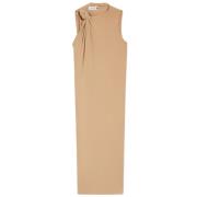 Asymmetrisk Jersey Kjole Beige