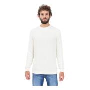 Hvid Ribstrikket Crewneck Sweater