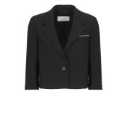 Sort enkeltknap blazer med peak revers