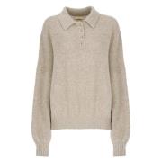 Beige Cashmere Sweater med Krave