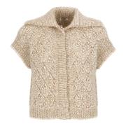 Beige Alpaca Gilet med Pailletter