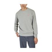 Grå Ribbet Sweatshirt med Logo Patch